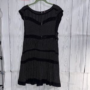 Free People A line Black and White Tiered Ruffled Midi Dress